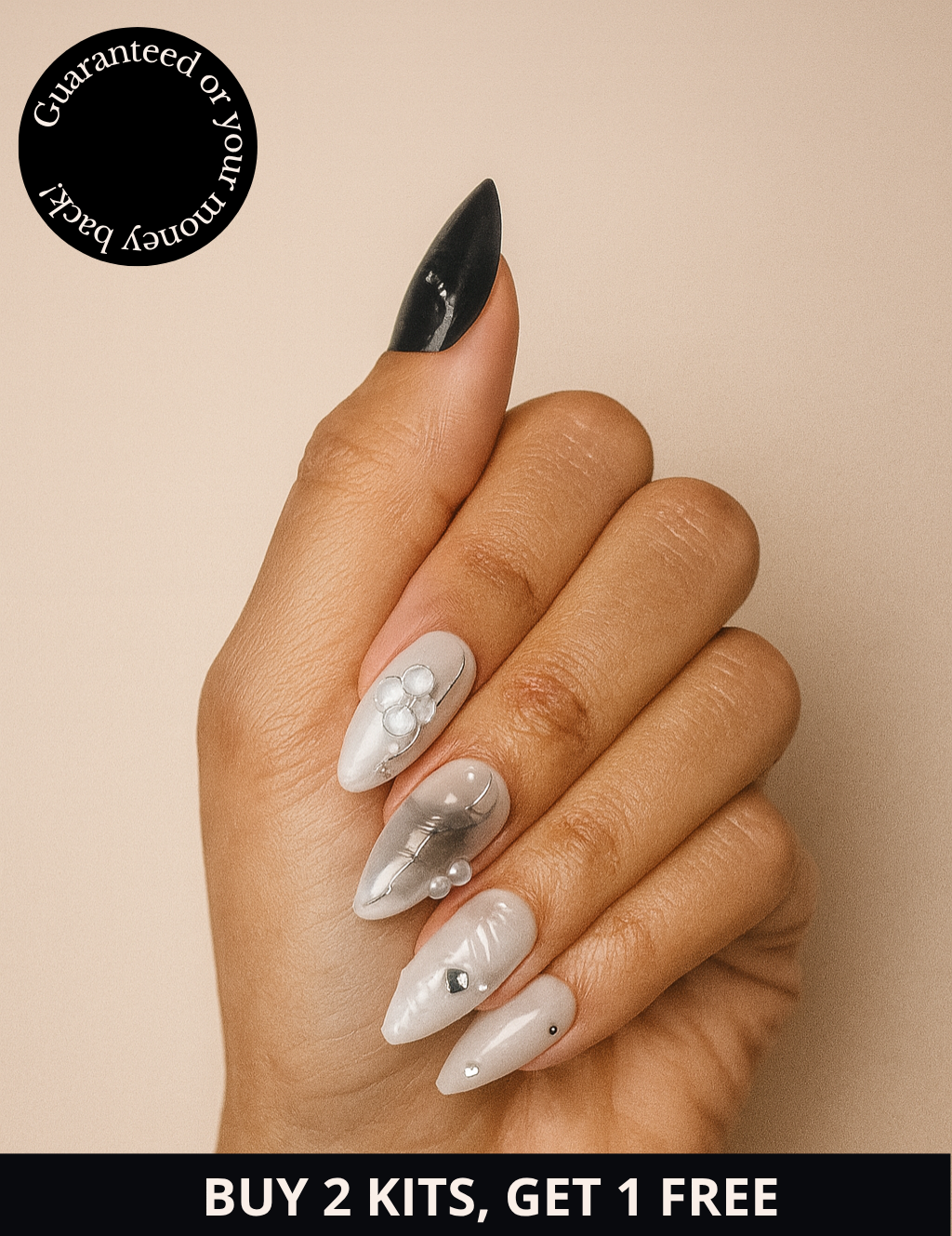 Kit Moonlight Glow – Ongles Press-On Blanc Nacré Élégant - AyraNails™