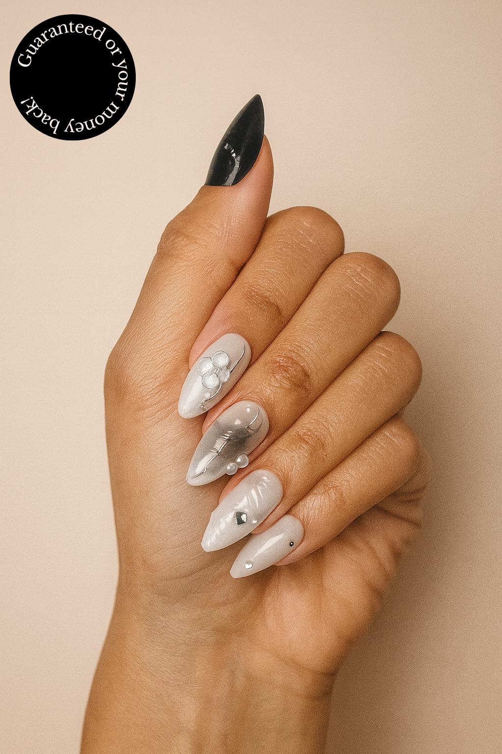Kit Moonlight Glow – Ongles Press-On Blanc Nacré Élégant - AyraNails™