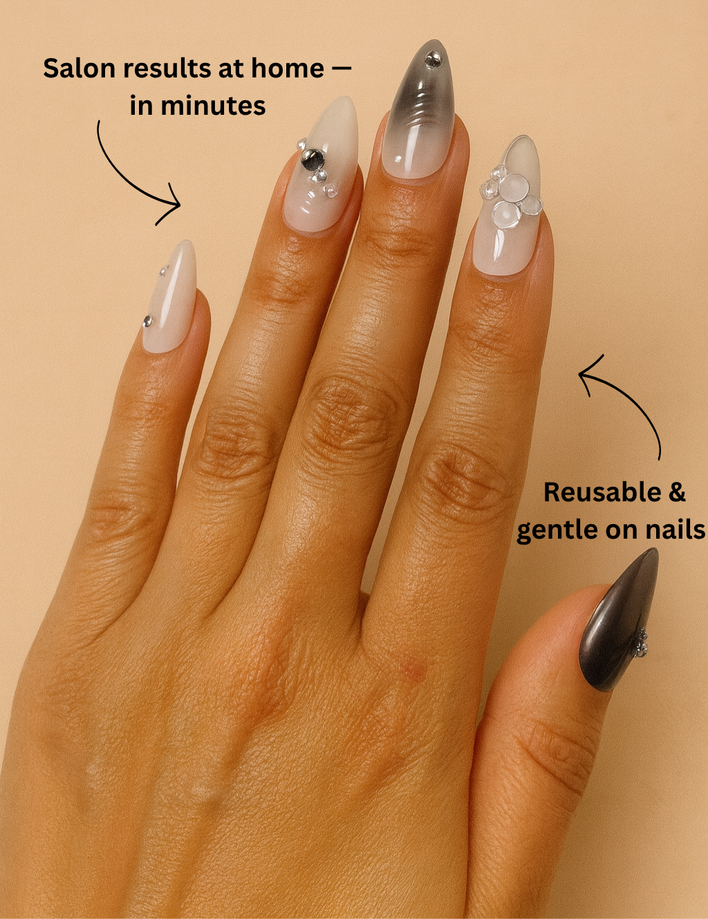 Kit Moonlight Glow – Ongles Press-On Blanc Nacré Élégant - AyraNails™