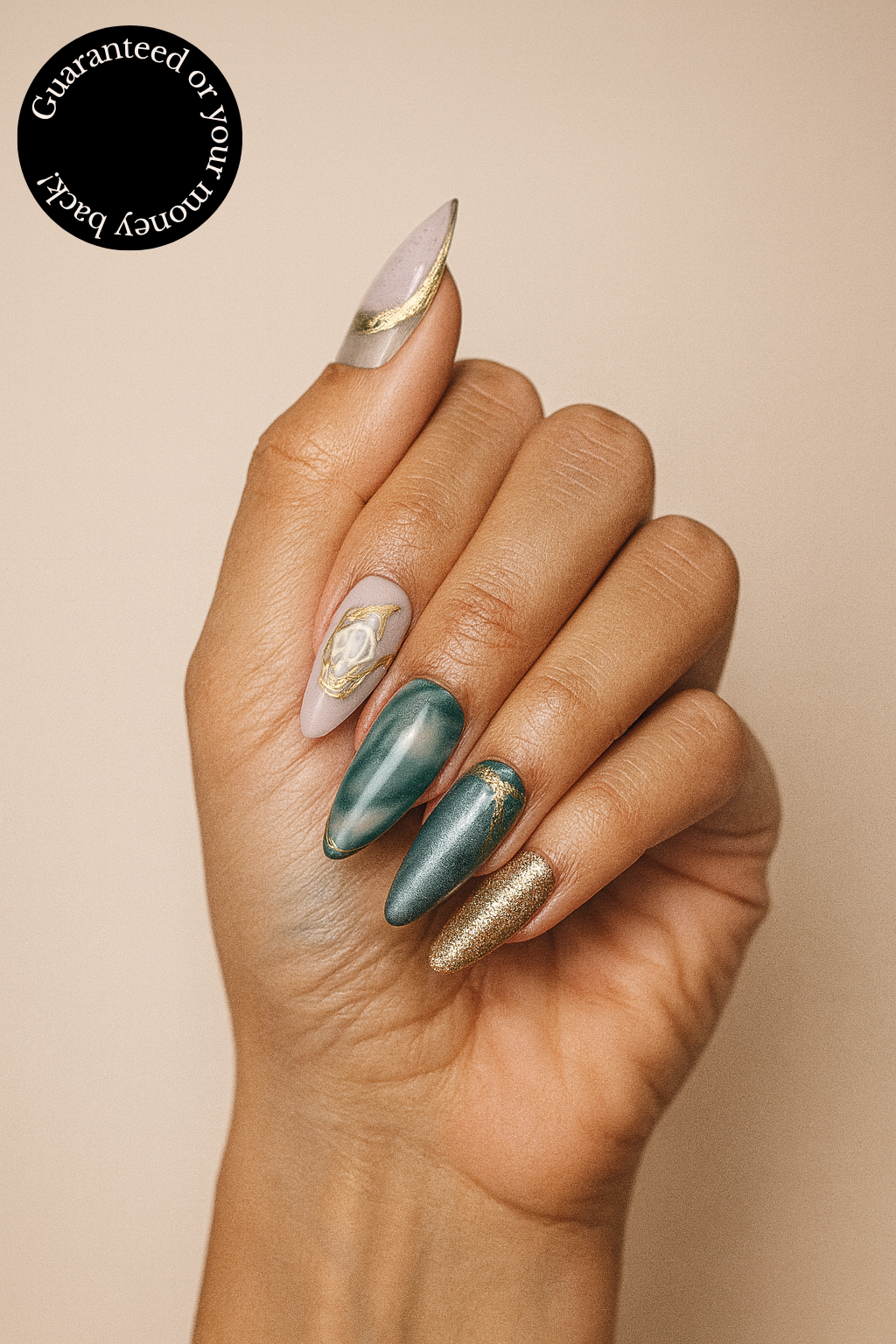 Kit Emerald Touch – Ongles Press-On Vert & Or Royal - AyraNails™