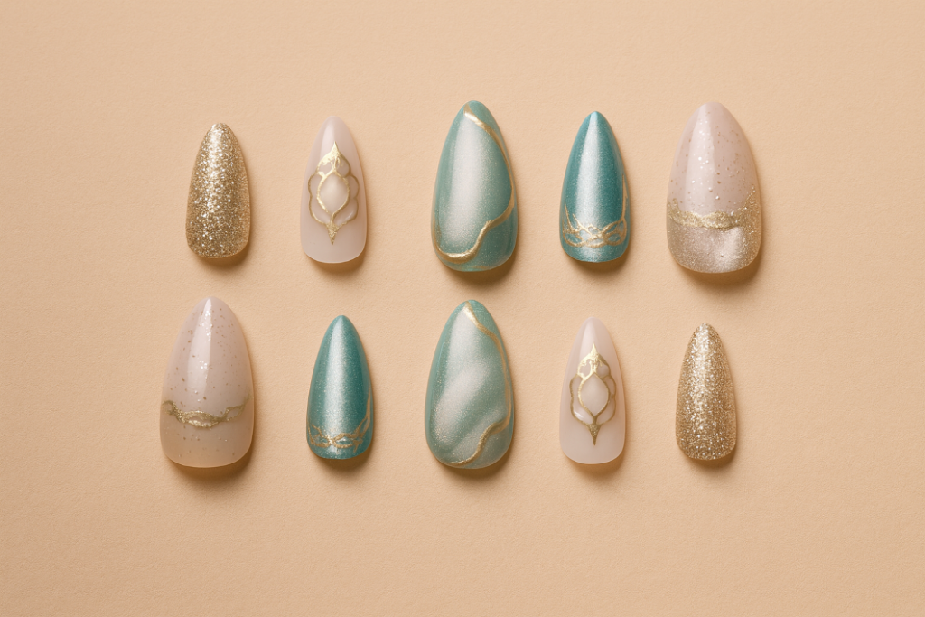 Kit Emerald Touch – Ongles Press-On Vert & Or Royal - AyraNails™