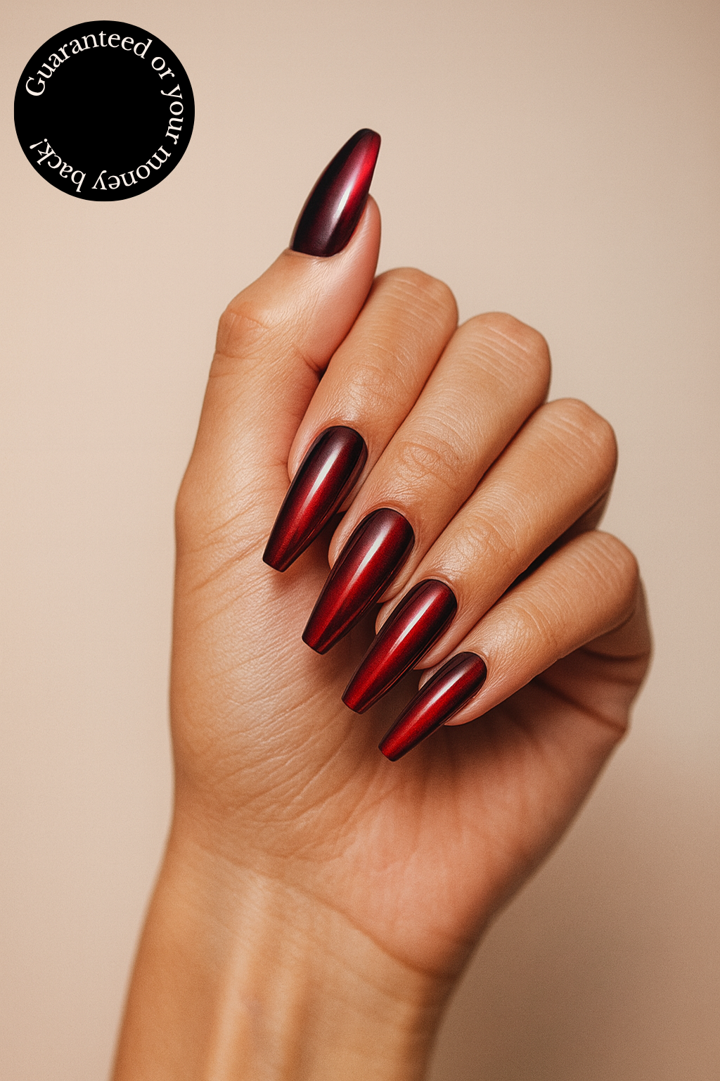 Kit Crimson Bloom – Ongles Press-On Rouge Métallisé - AyraNails™