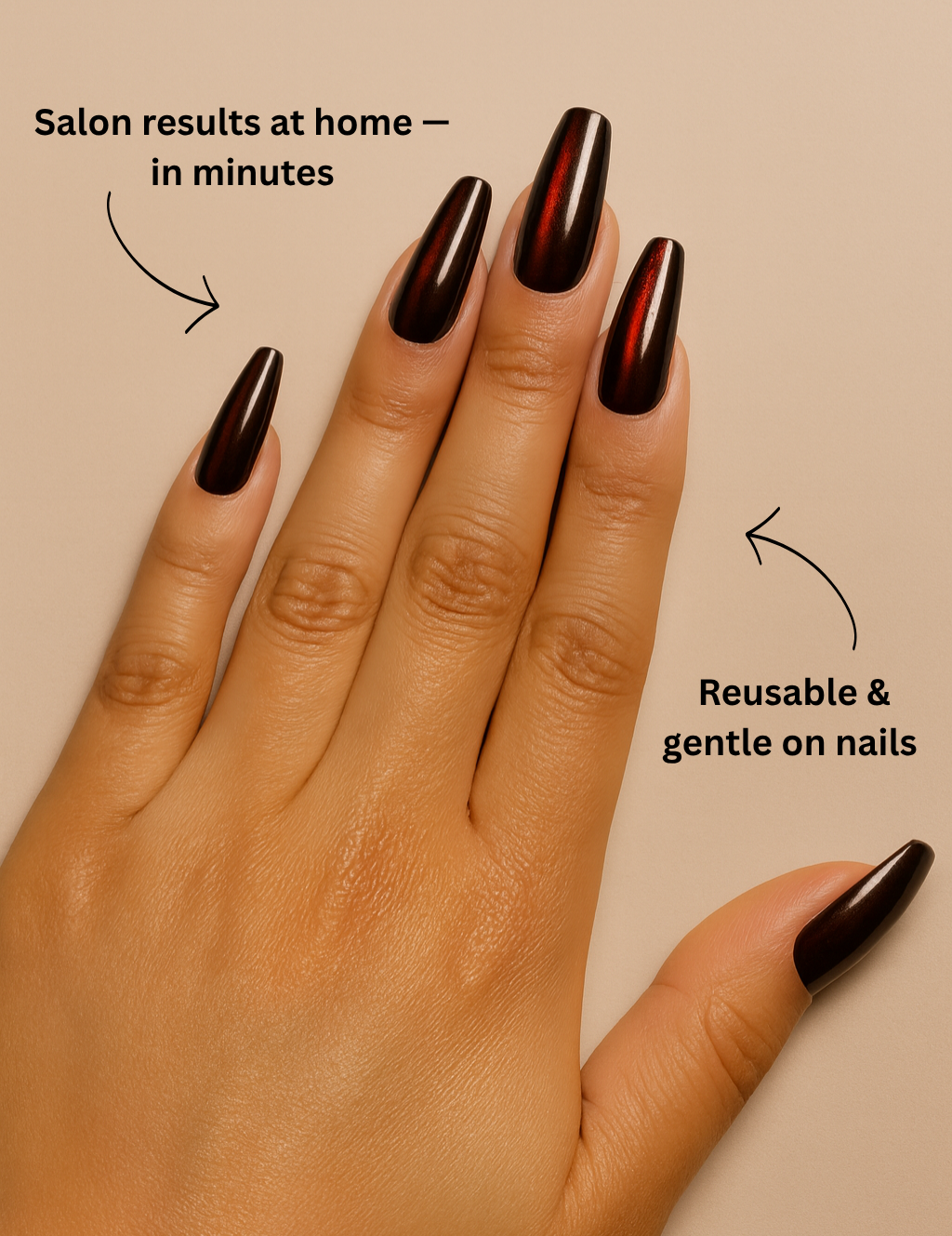 Kit Crimson Bloom – Ongles Press-On Rouge Métallisé - AyraNails™